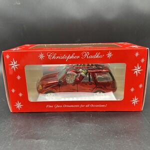 CHRISTOPHER RADKO FORD EXPLORER ORNAMENT SANTA HAULING A TREE 3010462 5.5"